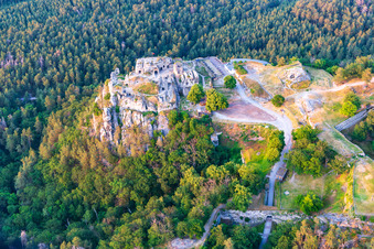 Regenstein Castle and Fortress in Blankenburg in the state Saxony-Anhalt, Germany from above