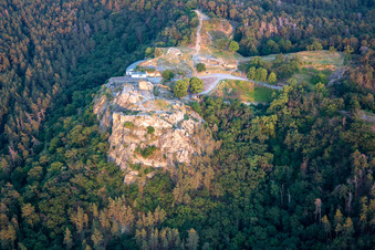 Bird's eye view of Regenstein Castle and Fortress in Blankenburg in the state Saxony-Anhalt, Germany