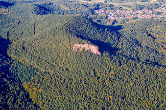 Aerial photograpy of Rötzenfels in the district Gossersweiler in Gossersweiler-Stein in the state Rhineland-Palatinate, Germany