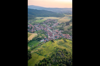 Aerial view of From the east in the district Benzingerode in Wernigerode in the state Saxony-Anhalt, Germany