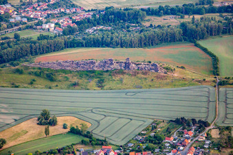 Aerial view of Devil's Wall (Königstein) from the north in the district Weddersleben in Thale in the state Saxony-Anhalt, Germany
