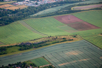 Aerial view of Devil's Wall middle stones from the north in the district Weddersleben in Thale in the state Saxony-Anhalt, Germany