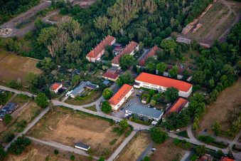 Aerial view of Möbel Brunner GmbH in the district Quarmbeck in Quedlinburg in the state Saxony-Anhalt, Germany