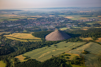 Aerial view of Hohe Linde" spoil heap in Sangerhausen in the state Saxony-Anhalt, Germany