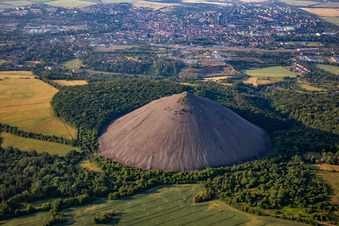 Oblique view of Hohe Linde" spoil heap in Sangerhausen in the state Saxony-Anhalt, Germany