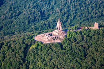 Aerial photograpy of Kyffhäuser Monument in the district Steinthaleben in Kyffhäuserland in the state Thuringia, Germany