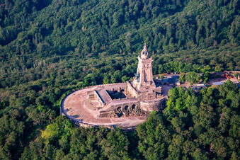 Kyffhäuser Monument in the district Steinthaleben in Kyffhäuserland in the state Thuringia, Germany from above