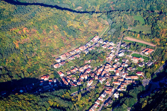 Aerial view of Place in the valley of the Kaiserbach in Waldhambach in the state Rhineland-Palatinate, Germany