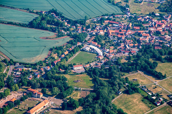 Sports field on the avenue in the district Meisdorf in Falkenstein in the state Saxony-Anhalt, Germany