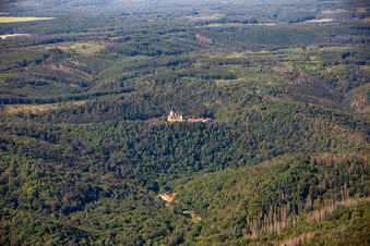 Aerial view of Castle Falkenstein (Harz) and Senketal in the district Pansfelde in Falkenstein in the state Saxony-Anhalt, Germany