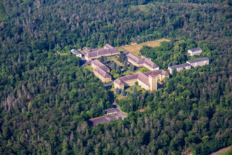 Aerial view of Training Center Großer Ziegenberg, German-Chinese Football Academy GmbH and Kunststeich Ballenstedt in Ballenstedt in the state Saxony-Anhalt, Germany