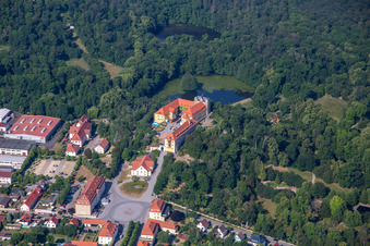 Castle and castle park with castle pond Ballenstedt in Ballenstedt in the state Saxony-Anhalt, Germany