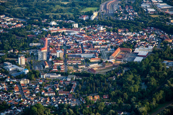 Aerial view of Fronte Lamotte City Park in Germersheim in the state Rhineland-Palatinate, Germany