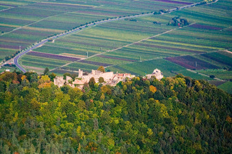 Madenburg castle ruins from the west in Eschbach in the state Rhineland-Palatinate, Germany