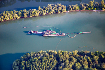 Gravel dredger in the Otterstadt Old Rhine in Otterstadt in the state Rhineland-Palatinate, Germany