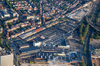 Aerial view of Old Rope Factory in the district Neckarau in Mannheim in the state Baden-Wuerttemberg, Germany