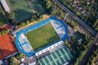 Olympic Athletics Training Center with Michael Hoffmann Stadium in the district Neckarstadt-Ost in Mannheim in the state Baden-Wuerttemberg, Germany