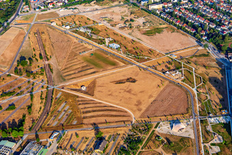 Conversio: Philipp Morlockm, Lizard habitat newt waters in the tank washing facility in the Spinelli Park of the Federal Garden Show Mannheim BUGA 2023 in the district Käfertal in Mannheim in the state Baden-Wuerttemberg, Germany