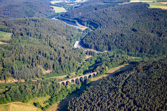 Himbächel Viaduct in the district Hetzbach in Oberzent in the state Hesse, Germany from above