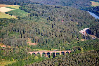 Himbächel Viaduct in the district Hetzbach in Oberzent in the state Hesse, Germany out of the air