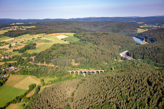 Himbächel Viaduct in the district Hetzbach in Oberzent in the state Hesse, Germany seen from above