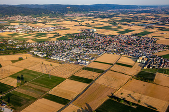 Aerial photograpy of From the northwest in Heddesheim in the state Baden-Wuerttemberg, Germany