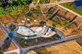 Aerial view of Strong for the future - Universities at Spinelli Park of the Federal Garden Show Mannheim BUGA 2023 in the district Feudenheim in Mannheim in the state Baden-Wuerttemberg, Germany