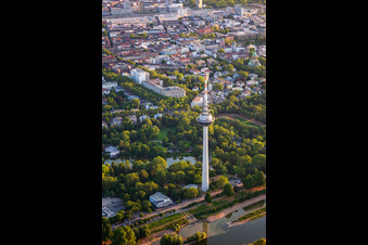 Telecommunications tower Mannheim in the district Neckarstadt-Ost in Mannheim in the state Baden-Wuerttemberg, Germany