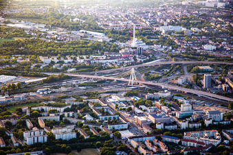 Elevated roads B37 and B44 above the train station in the district Mitte in Ludwigshafen am Rhein in the state Rhineland-Palatinate, Germany