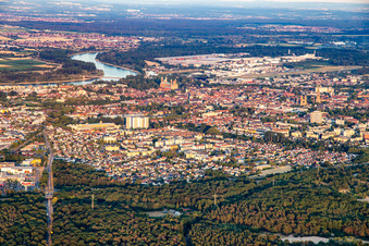 Aerial view of From the northwest in Speyer in the state Rhineland-Palatinate, Germany
