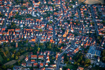 Aerial view of Catholic Church of St. John the Baptist in Harthausen in the state Rhineland-Palatinate, Germany