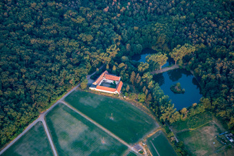 Aerial photograpy of Lachenmühle Lustadt in the district Niederlustadt in Lustadt in the state Rhineland-Palatinate, Germany