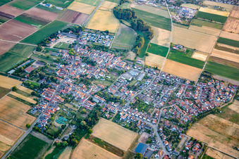 Aerial view of From the northeast in Knittelsheim in the state Rhineland-Palatinate, Germany