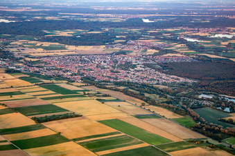Aerial view of From the northwest in Rülzheim in the state Rhineland-Palatinate, Germany