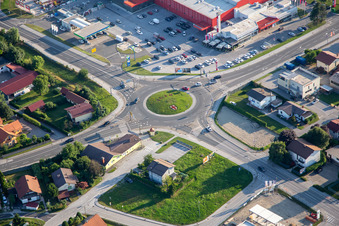 Roundabout with city coat of arms in Ptuj in the state Slovenia, Slovenia