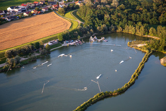 Aerial view of Dooplek Waterpark in Duplek in the state Slovenia, Slovenia