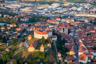 Castle Ptuj/Grade Ptuj above the old town in Ptuj in the state Slovenia, Slovenia from above