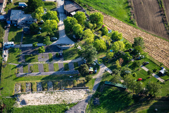 Aerial view of Mobile Home & Camping Park Lijak in Nova Gorica in the state Slovenia, Slovenia