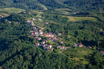 Hilltop village between vineyards and forest in Nova Gorica in the state Slovenia, Slovenia