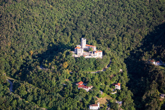 Aerial view of Castle / Grad Rihemberk in Nova Gorica in the state Slovenia, Slovenia