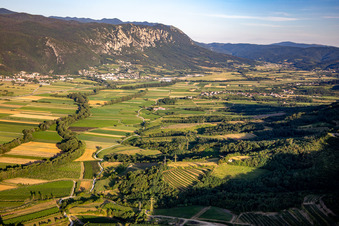 Aerial view of Valley at the foot of Ledenik na Nanosu National Park in Vipava in the state Slovenia, Slovenia