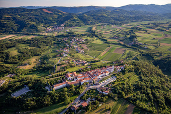 Holy Cross Castle / Grad Vipavski Križ in Ajdovščina in the state Slovenia, Slovenia from above