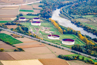 Aerial view of Former tank farm in Jockgrim in the state Rhineland-Palatinate, Germany