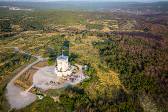 Cerje watchtower on the hill chain / Drevored hvaležnosti in Miren-Kostanjevica in the state Slovenia, Slovenia out of the air