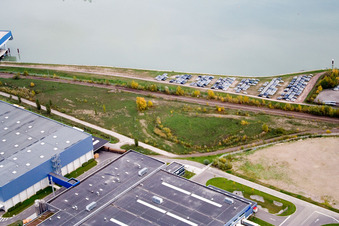 Aerial photograpy of Wörth State Port in Wörth am Rhein in the state Rhineland-Palatinate, Germany