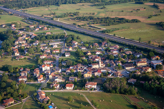 Aerial view of Savogna d’Isonzo in the state Gorizia, Italy