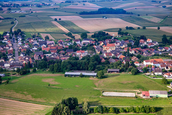 Aerial view of From the north in Oberlauterbach in the state Bas-Rhin, France