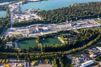 Aerial view of Stone Park Niederrimsingen in the district Freistett in Rheinau in the state Baden-Wuerttemberg, Germany