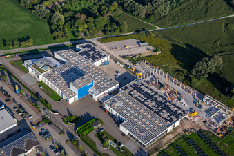 Oblique view of Zimmer Group Am Glockenloch in the district Freistett in Rheinau in the state Baden-Wuerttemberg, Germany