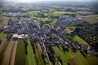 Aerial view of From the northeast in the district Bodersweier in Kehl in the state Baden-Wuerttemberg, Germany